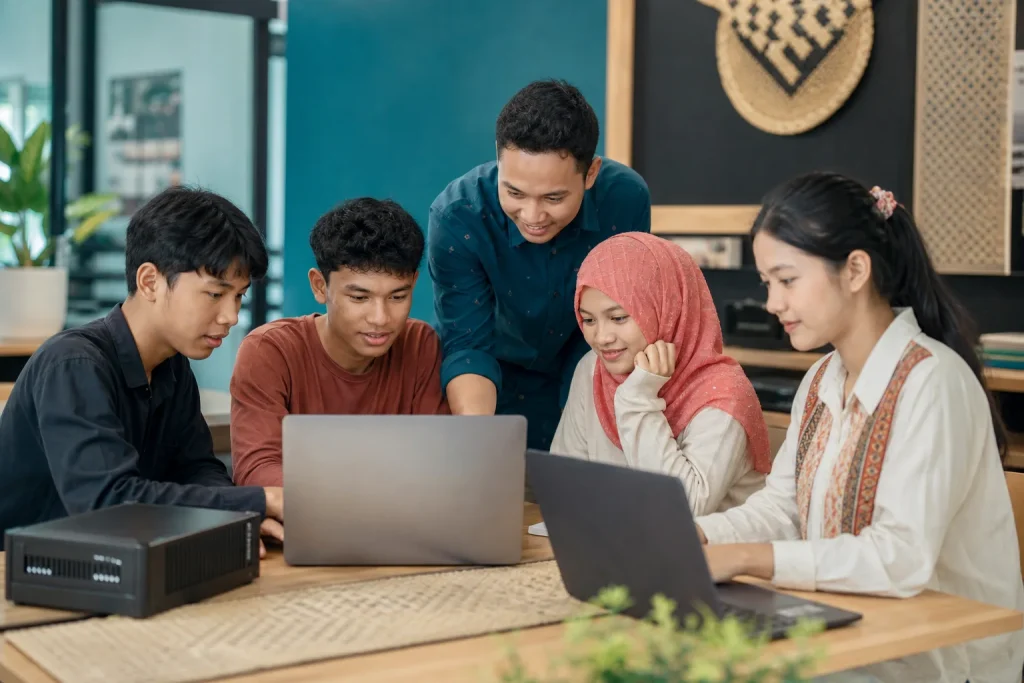 Southeast Asian youth learning digital skills